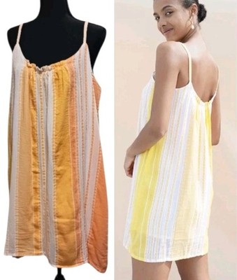 Lemlem Eshal Swing Mini Dress Pale Chamois Coverup Yellow Orange 