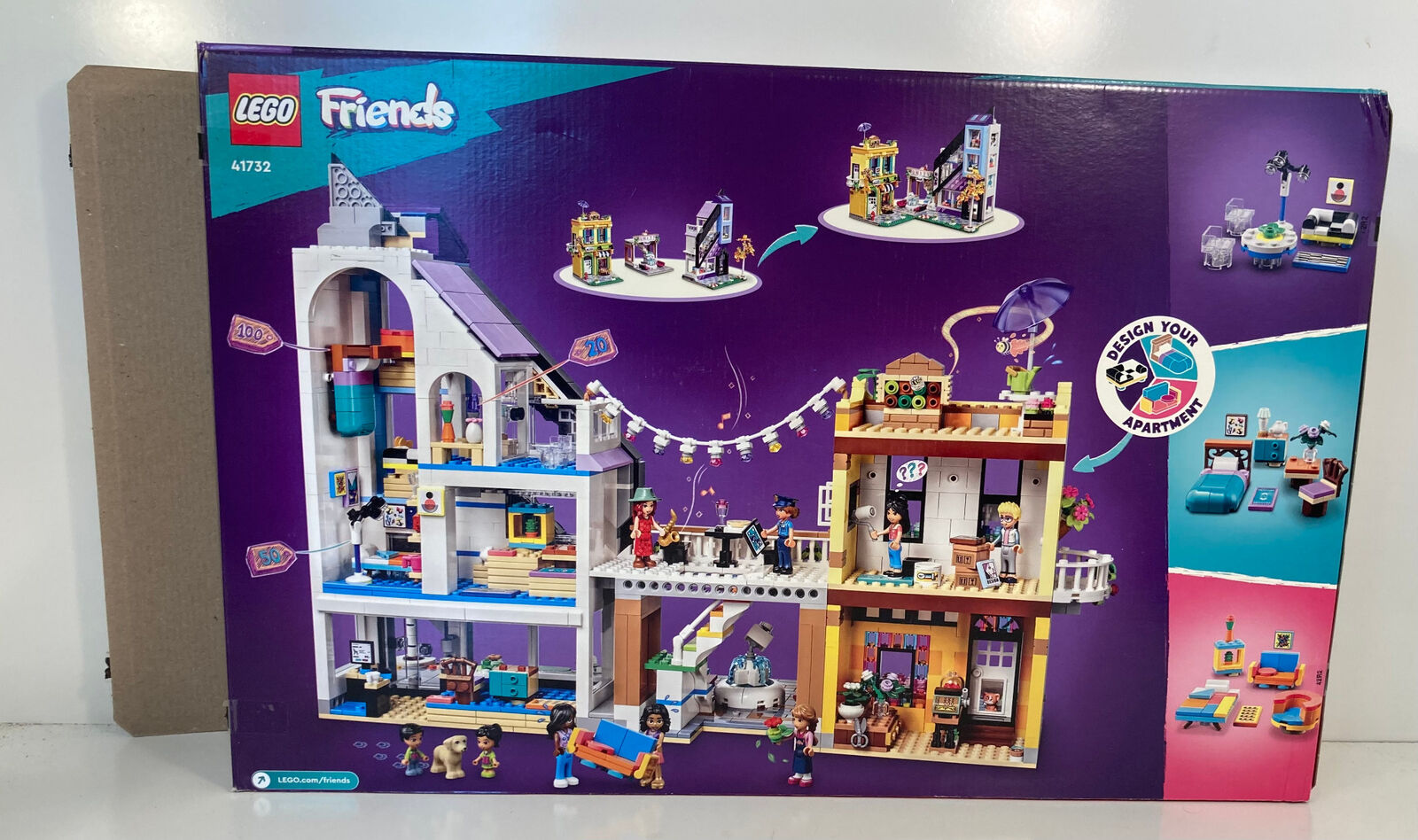 LEGO Friends Downtown Flower and Design Stores 41732 Building Set -  Buildable Toy with Apartment, Shops, House, and Classic Characters, Model  to Customize, Decorate, and Display for Ages 12+ 