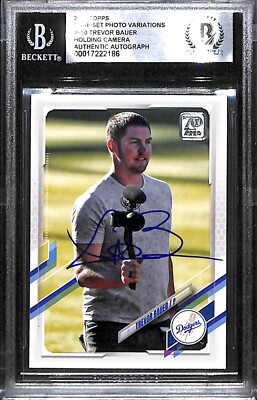 RC Trevor Bauer 直書きサイン on card auto インスク TREVOR BAUER SIGNED AUTO'D 2021 TOPPS SP CARD #650 BAS COA LOS