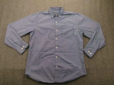 Izod Shirt Men Small  Blue Check Essential Woven Estate Blue Classic Preppy