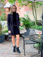 Belted Black Ultra Suede Jacket Embossed Pockets & Back Nwt Xs 5emg7227