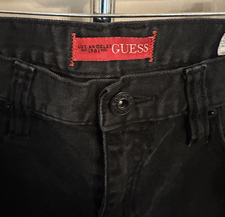 Vintage Mens Black Guess Jeans Medium Rise Skinny Scotch Fit Denim 80s