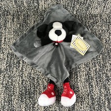 Baby Starters Puppy Dog Lovey Gray Security Blanket Rattle Red White Shoes NEW