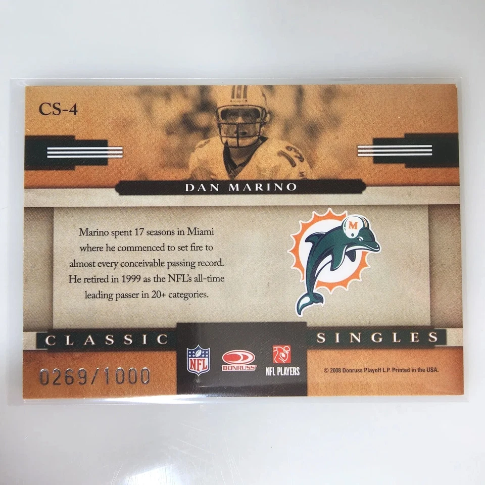 Dan Marino 2008 Donruss Classics Football Classic Singles #CS-4 /1000 - Image 2 of 3