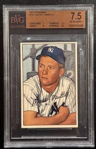 1952 Bowman Mickey Mantle  BVG 7.5  NY Yankees  HOF  SUB-GRADES 9/8.5/7.5/7.  