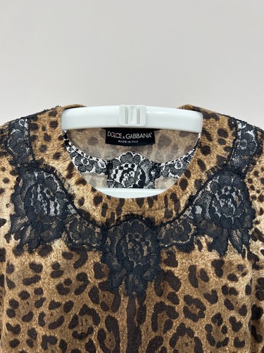 Women's DOLCE & GABBANA Leopard Print Sleeveles Blouse Top Wool Cotton Size 40 - Picture 5 of 10