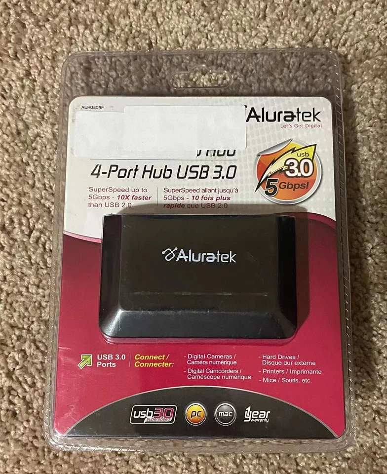 Aluratek AUH0304F 4-Port Usb 3.0 Superspeed Hub w/ Cable - Image 2 of 3