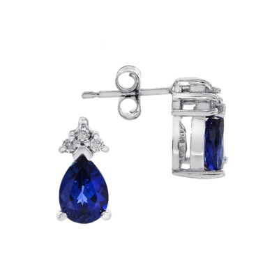 1.56 Ct. tw. Lab Created Sapphire And Diamond Earrings 14K White Gold