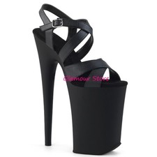 Sexy SANDALI tacco 23 dal 35 al 39 NERO OPACO cinturino plateau scarpe CLUB