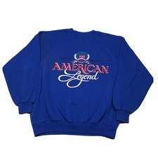 Vintage 90s American Legend Sweatshirt Men’s Medium Blue Pullover USA Pride Art
