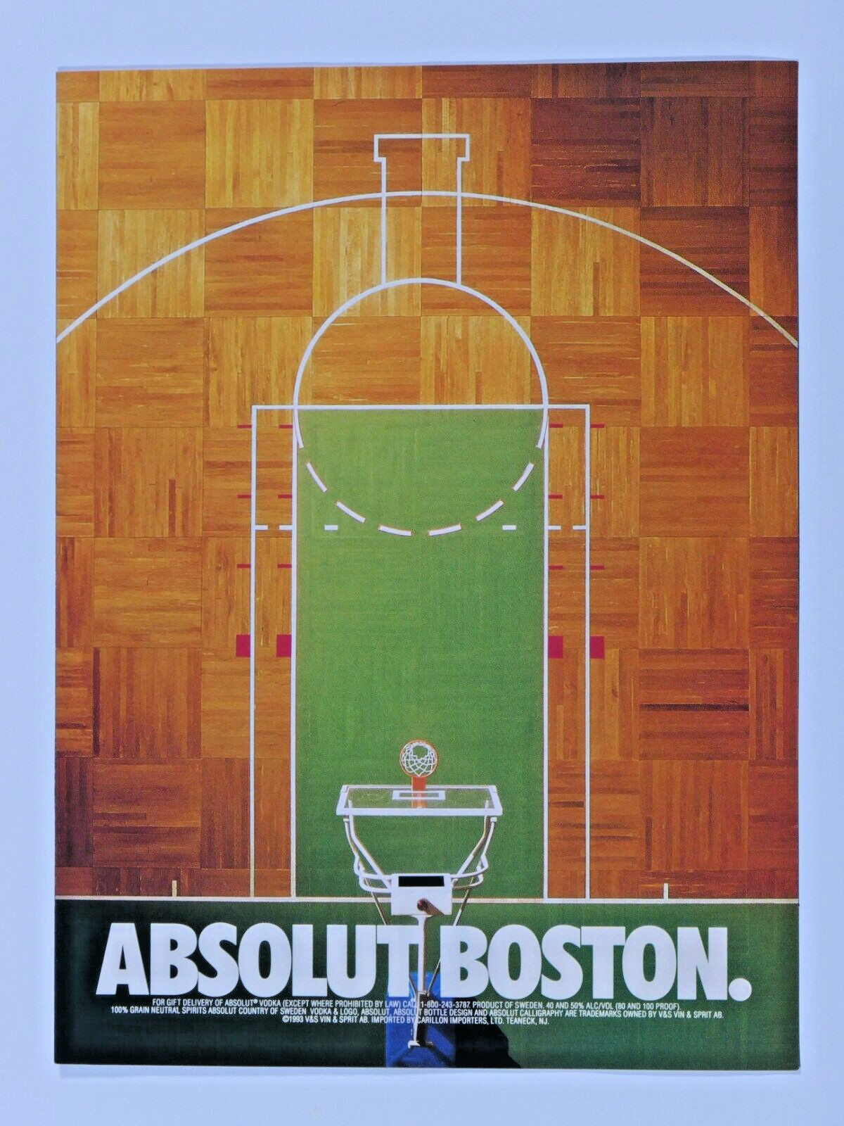Absolut Boston Garden Celtics Vintage 1994 Original Print Ad 8.5 x 11"