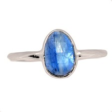 Faceted Natural Kyanite - Brazil 925 Sterling Silver Ring Jewelry s.8 CR69703