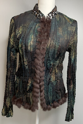 Passion Concept Women s Jacket Blazer Large Boho Glam Faux Fur Blend
