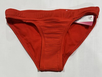 Xhilaration Juniors' Ribbed Cheeky Bikini Bottom, Red, X-Small (00)
