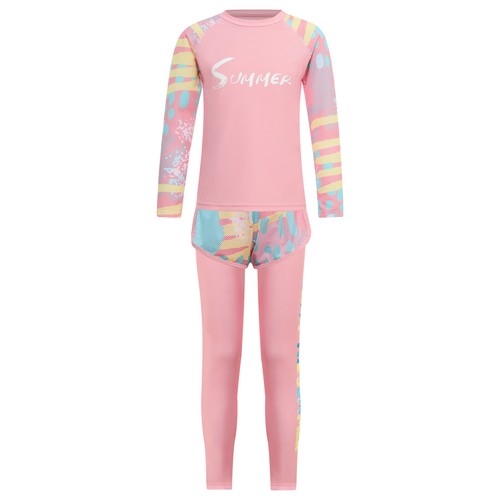 Kids Girl's Swimming Suit Holiday Sweatshirt Boyshorts Set Water Fashion Cute - Picture 10 of 31