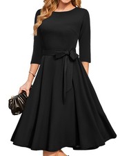 Cocktail Dresses for Women, Vintage Wedding Guest 3/4 Sleeves Formal Church Tea