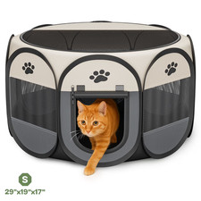 Portable Pet Playpen with Zipper Top Foldable Cat Dog Tent Crate Indoor/Outdoor