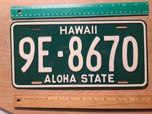 License Plate, Hawaii, 1961, Passenger, 9E - 8670, 1st plate as a St8