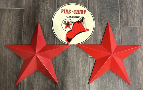Texaco Red Star Sign AUTHENTIC Vintage Plastic Gas  Oil Station Petroliana G2U