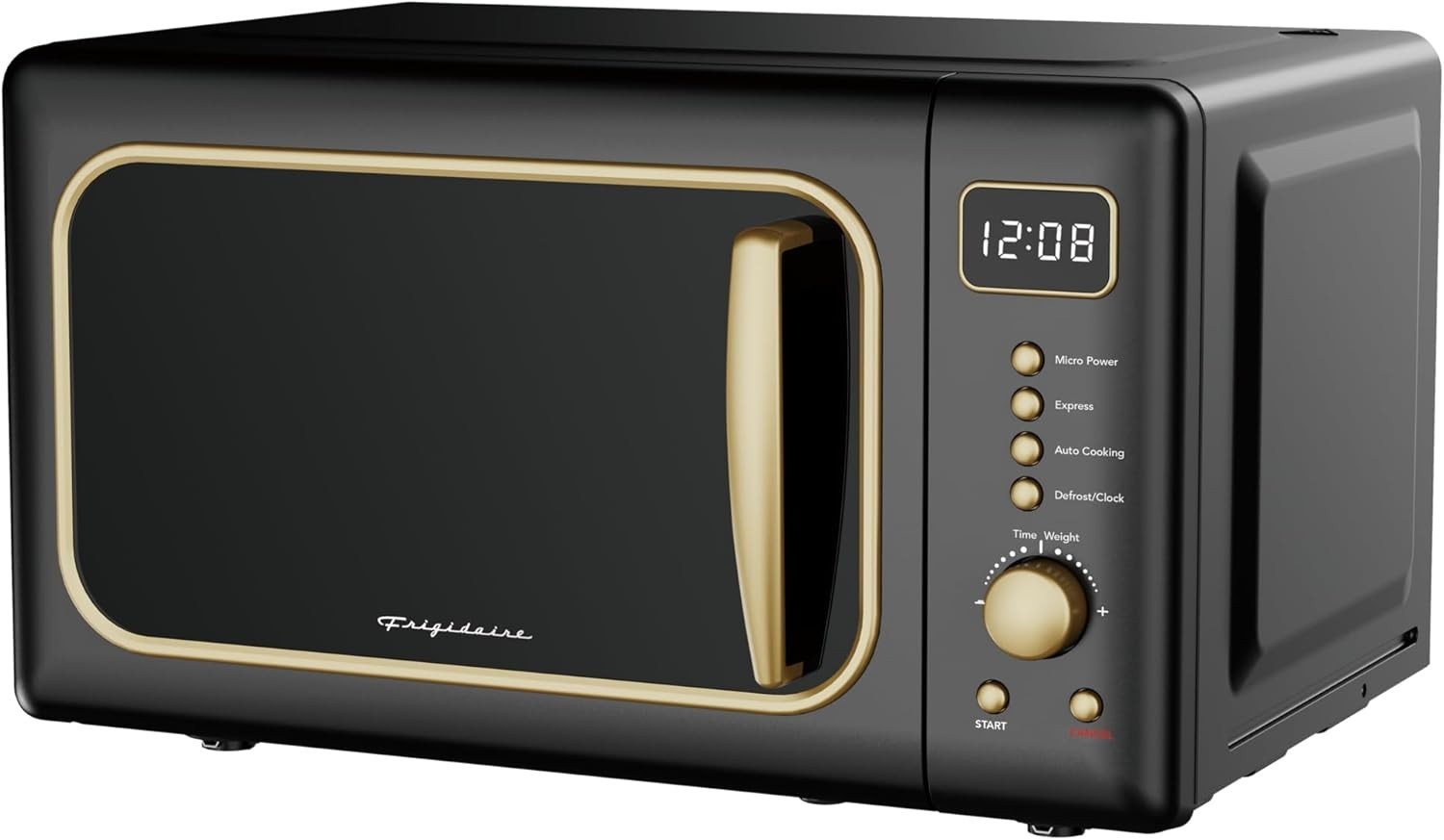 (NEW) FRIGIDAIRE EMW788RETRO 0.7 Cu. Ft. Retro Microwave Black/Gold