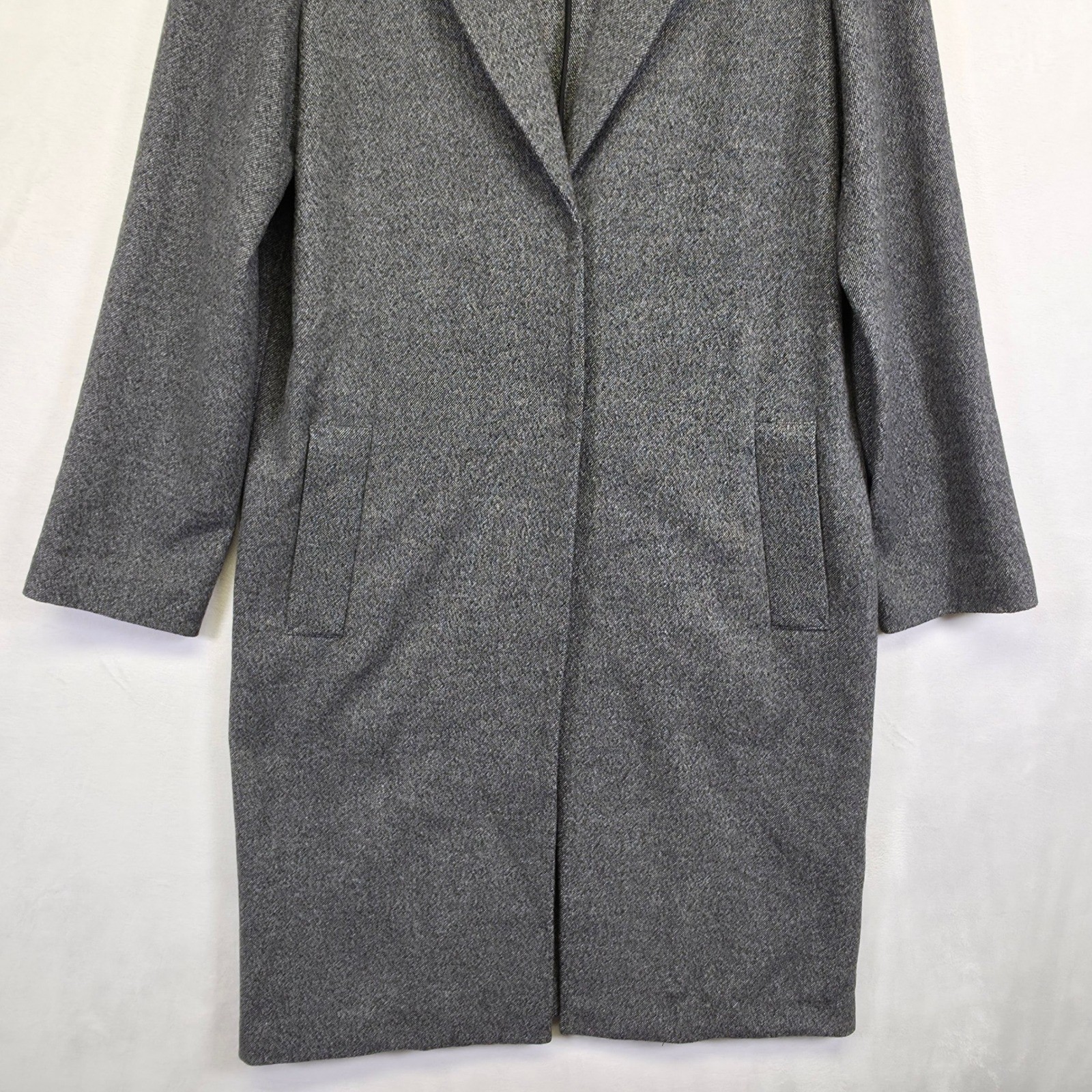 H&M Coat Womens 2 Gray Minimalist Structured Timeless Longline Modern Layering thumbnail 9