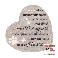 Pet Memorial Stone for Dogs Cats, 10 Inch Dog Memorial Gifts Heart-shaped Paw