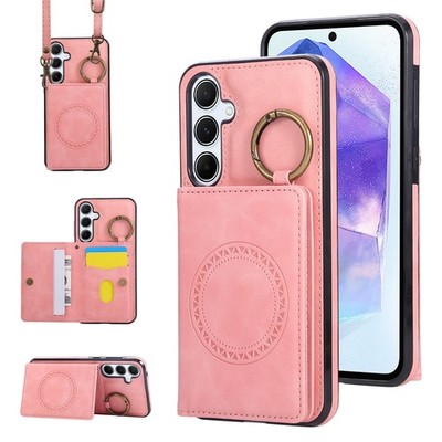 Crossbody Leather Wallet Case w/ Ring For Samsung Galaxy A56/A54/A36/A25/A16/A15