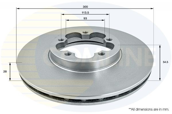 Brake Disc Front Internally Vented Coated Fits Ford Transit COMLINE ADC1259V