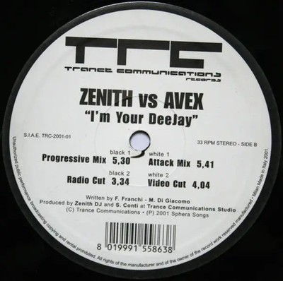 Zenith vs Avex Im Your Deejay Vinyl Single 12inch Trance Communications Reco