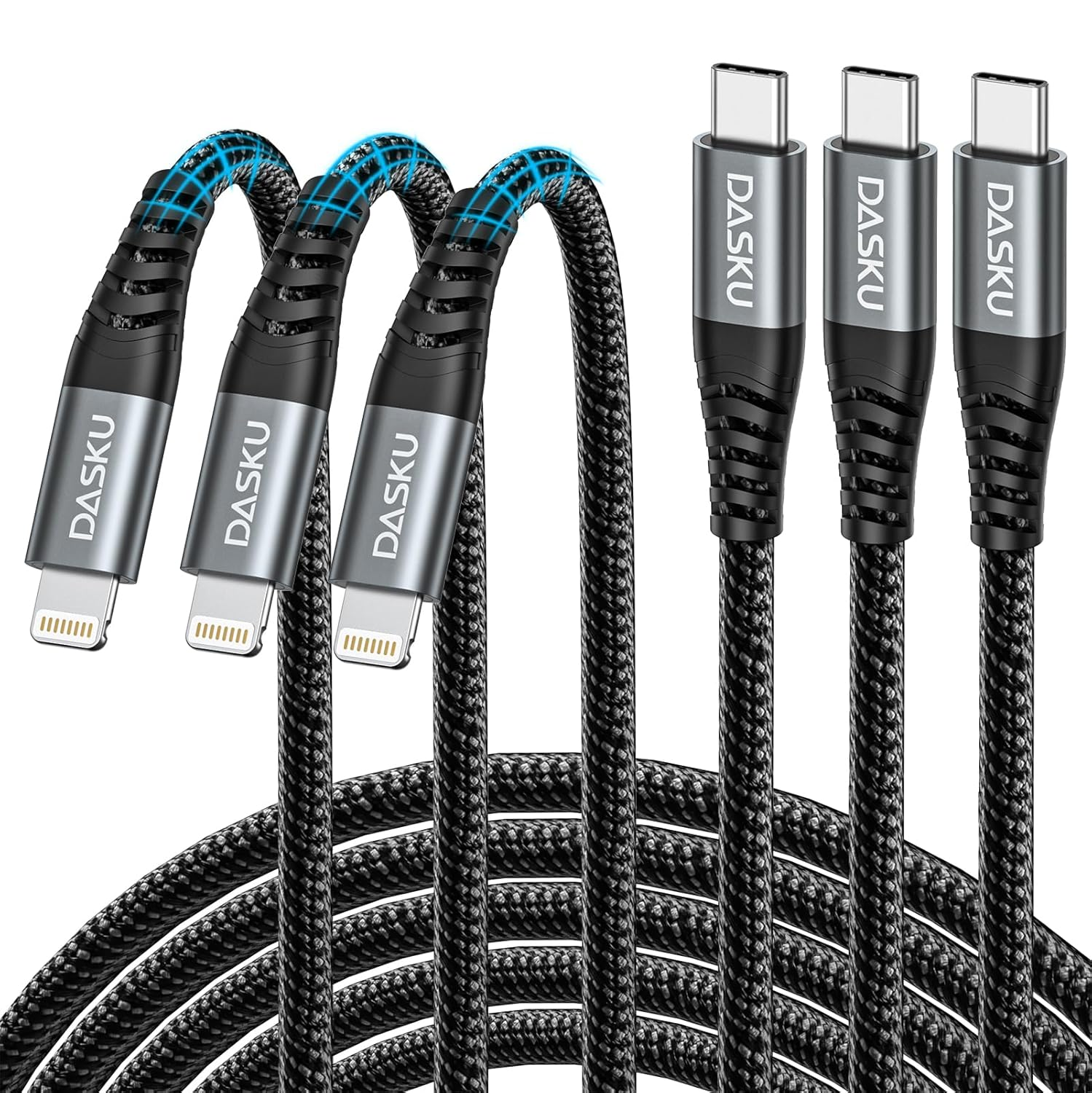 USB C to Lightning Cable 3Pack 10 FT, [Mfi Certified] Iphone 14 13 Fast Charger-image