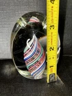 MURANO Art Glass Ribbon Swirl Paperweight.  Original Hand- Blown.  Egg-shaped.