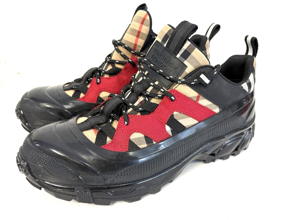 Burberry Arthur Check Sneakers Red & Black Size 39 No insoles US