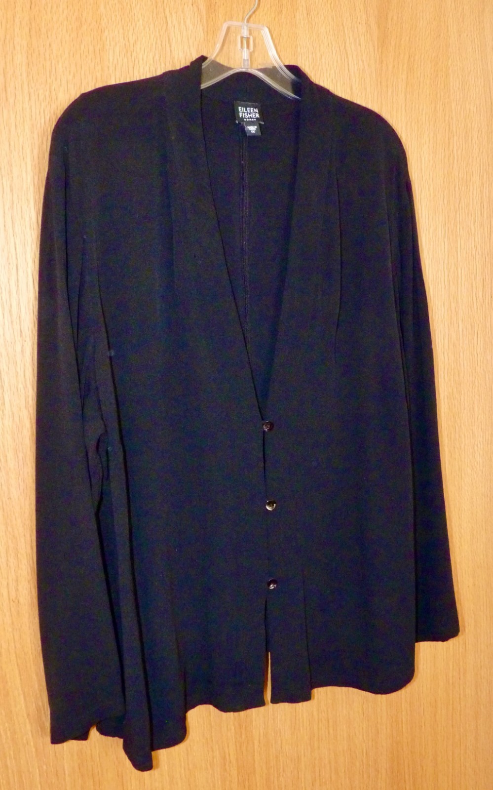 Vtg. EILEEN FISHER Black Rayon Jacket 1X