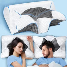 Cervical Neck Pillow, Memory Foam Pillow for Neck Pain Relief and Snoring, Er...