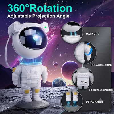 Astronaut Star Galaxy Projector LED Night Light Kids Gift 360 Rotation Room Deco