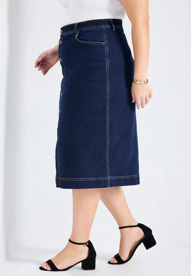 Avenue Women's Plus Size Billy Denim Skirt - Image 4 of 4
