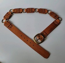 Lucky Brand Vintage Y2K Brown Genuine Leather Segmented Hip Belt XL Adjustable