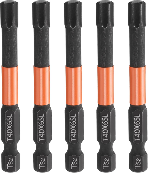 "5 StüCk T40 Torx Bit Schraubendreher Bit Set 65Mm Lang 1/4\" Magnetisch Sechskant"-image