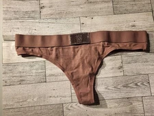 Victoria's Secret Shine Patch Cotton Thong Tanga Hiphugger Size Small NWT 