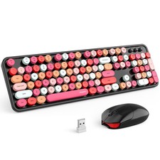 Wireless Keyboard and Combo, USB 2.4GHz Full Size Typewriter Keyboard with Nu...