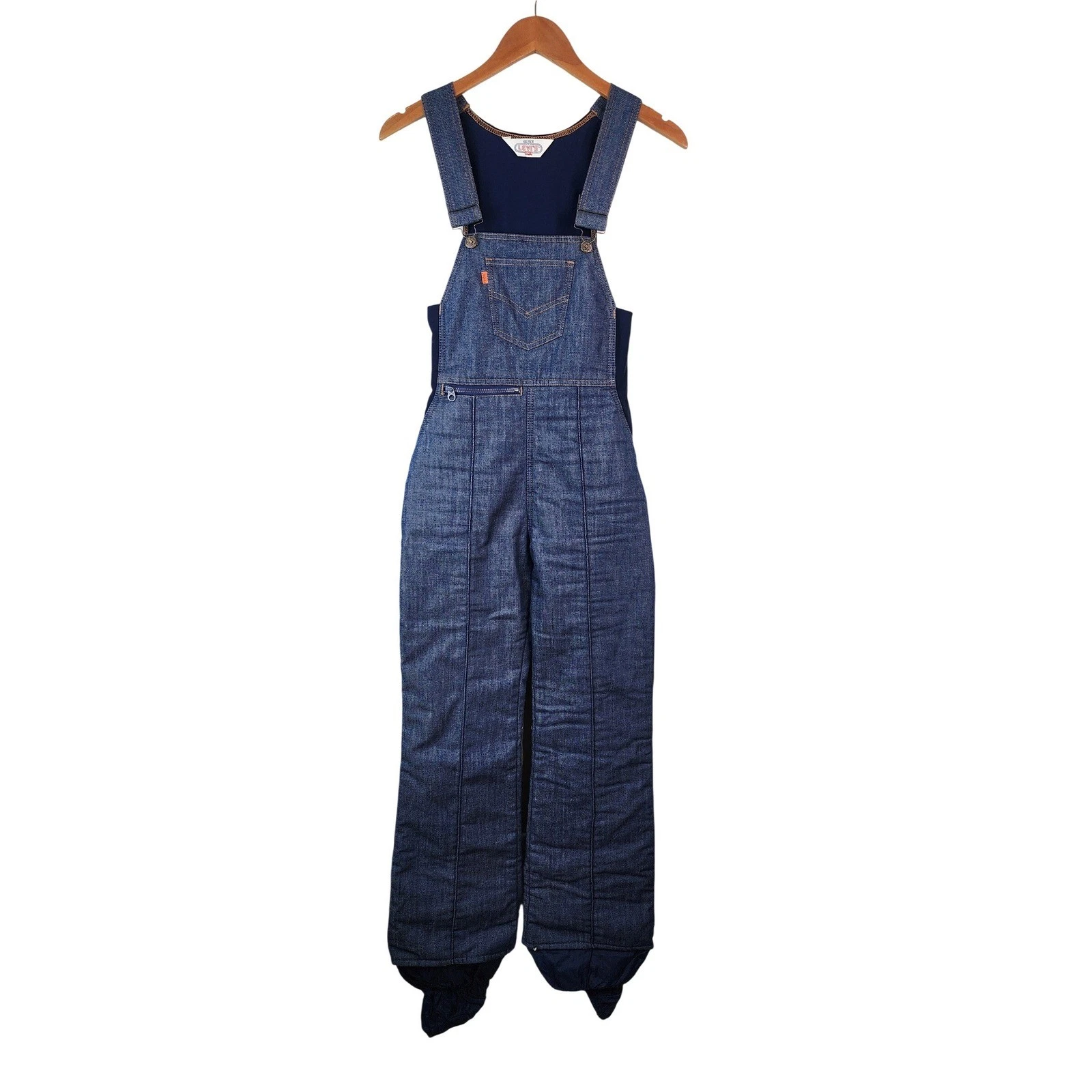 Levi's Ski Denim Bib Overalls Women's 7/8 Blue Vintage Orange Tab Insulated