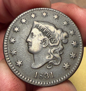 1831 Coronet Head Large Cent Large Letters Reverse Cool Coin Coffee Color