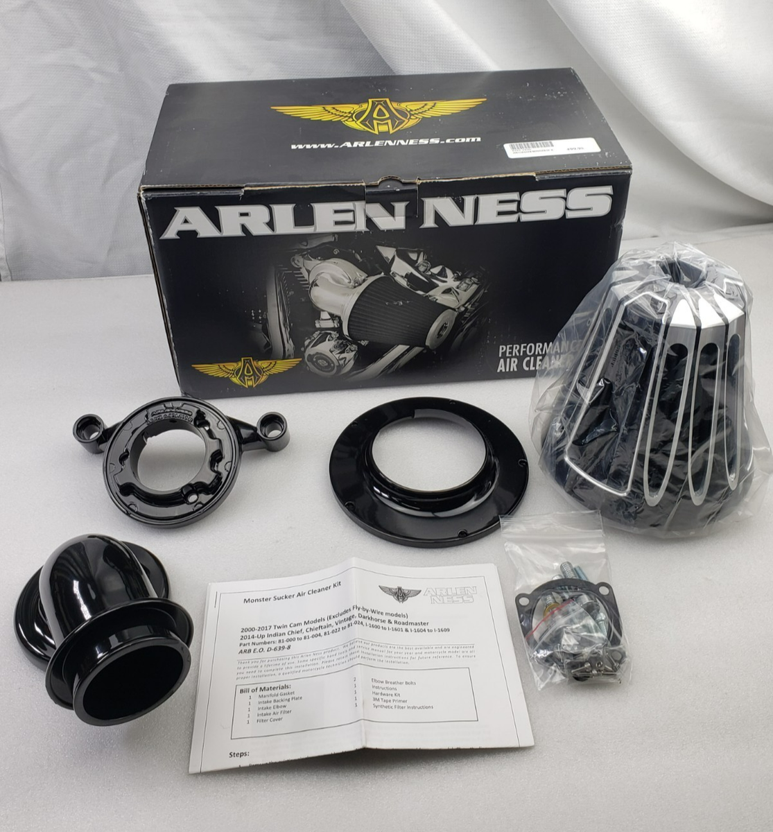 Arlen Ness - 81-004 - Monster Sucker Air Cleaner Kit with Cover