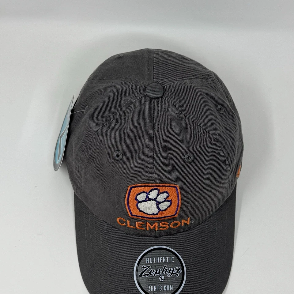 Zephyr Clemson Tigers Paw Logo Curved Bill Adult Gray Hat Dad Cap Adjustable NEW - Image 3 of 4