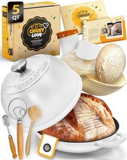 5QT Enameled Cast Iron Dutch Oven for Bread Baking w/Lid & Kit