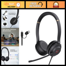 USB Headset with Noise Cancelling Mic, Wired Headphones for PC, Laptop, Gaming