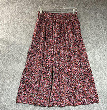 Vintage Leslie Fay Separates Skirt Women Small Pink Floral Pleated Midi Boho USA