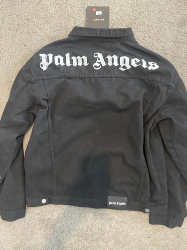 Palm Angels Men Black Vintage Logo Back Button Front Denim Jacket size X-LARGE  image 12