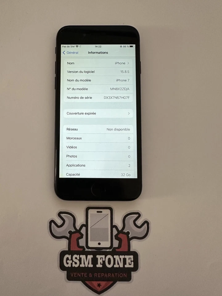 APPLE iPhone 7 32 Go Noir Bon État Bloqué iCloud ( Menu ouvert ) - Photo 3/4