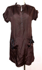 GAP Women’s Vintage NWT Mini Shirt Dress size S Chocolate Brown Satin Lyocell